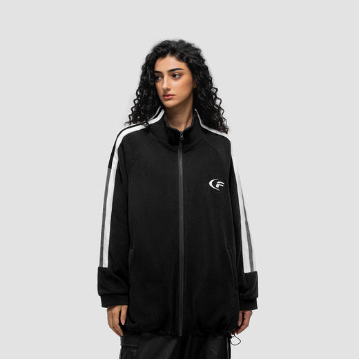 FDR 国潮条纹摇粒绒夹克外套男女秋冬季加厚美式情侣上衣棉衣棉服 商品图0