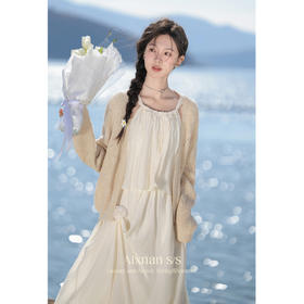 【6折秒杀】鹿向南《温柔白月光》早春法式气质吊带连衣裙2025新款套装裙子L33678