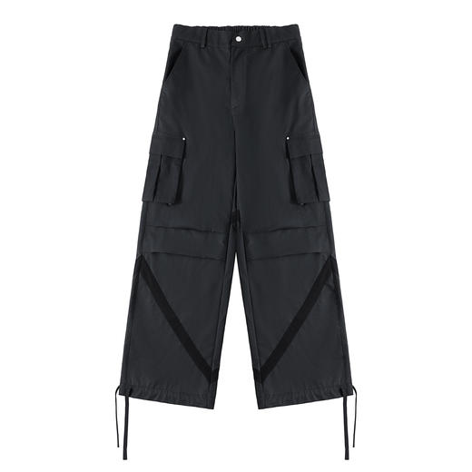 FDR 原创国潮麂皮贴带伞兵休闲裤男女美式情侣直筒裤宽松运动皮裤 商品图3