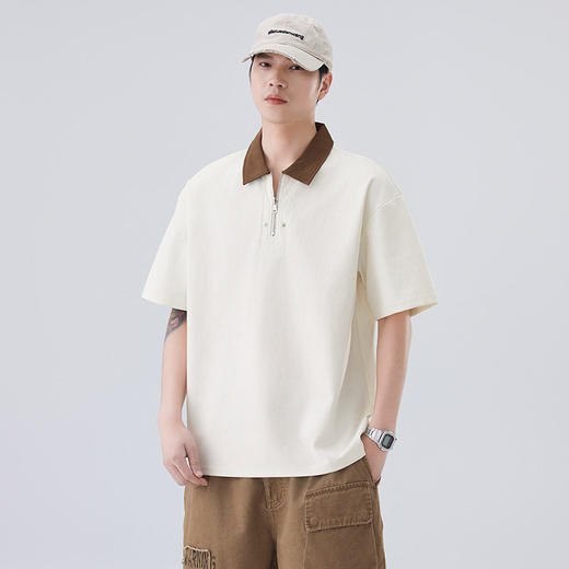 夏季新款时尚潮撞色翻领POLO衫男宽松休闲男士短袖上衣服   AY-D3610【AY-3610】 商品图2