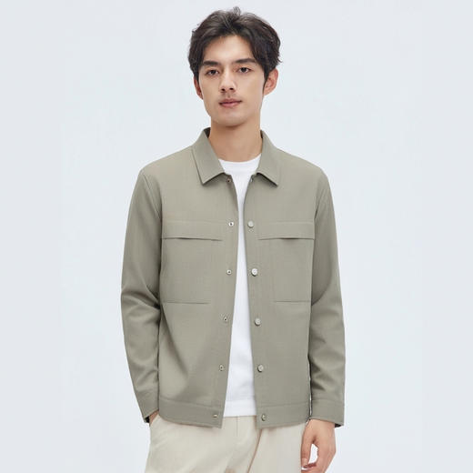 圣得西简约百搭翻领夹克青年男2025春秋新款韩系少年感开衫外套 商品图2