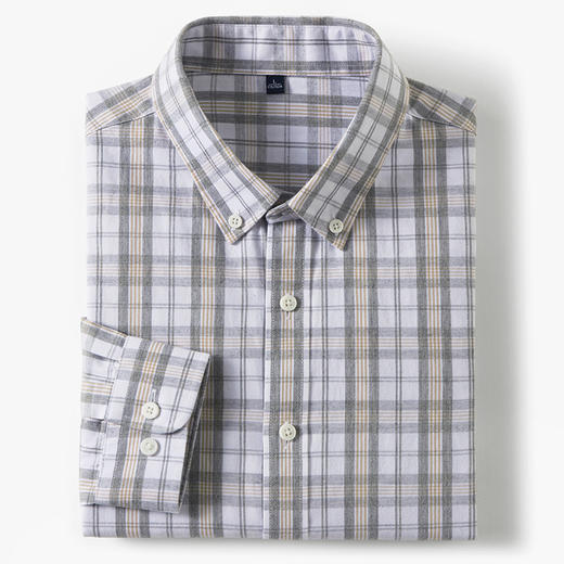 【莱赛尔棉】罗蒙男士经典格子长袖衬衫商务通勤休闲简约透气舒适时尚百搭男衬衣 商品图2