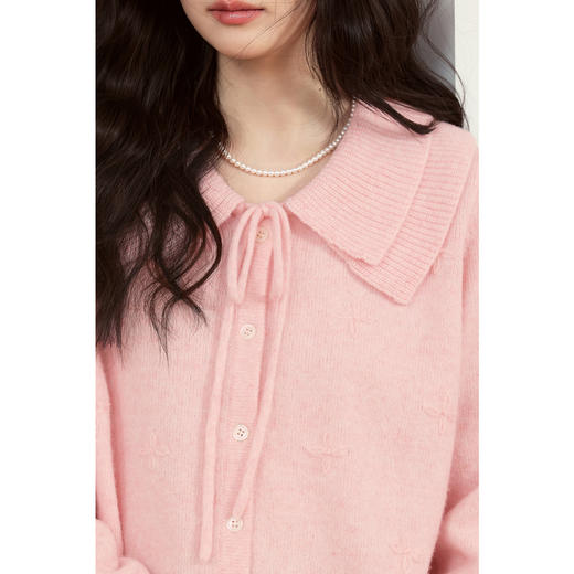 【严选】诗凡黎双层娃娃领羊毛针织衫2025春新品时尚洋气百搭宽松钩花毛衣7G1130401 商品图4