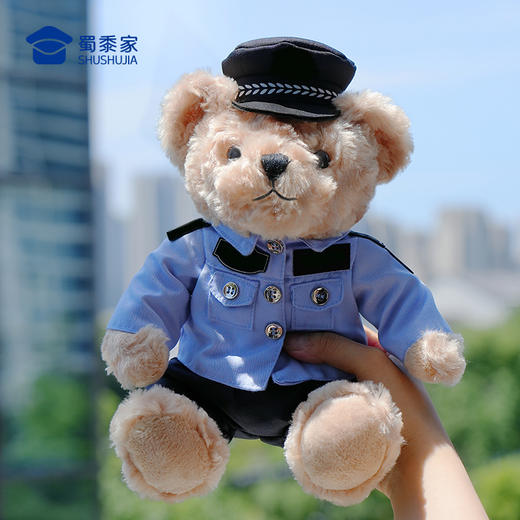 【坐姿蓝衬熊威威&敏敏（可定制）】毛绒公仔玩具毛绒小熊玩偶布娃娃送礼礼品礼物 商品图3