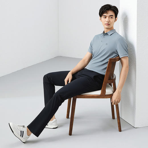 【不变形领】柒牌短袖POLO衫男2025夏季新款满身提花爸爸翻领T恤128T72620 商品图3