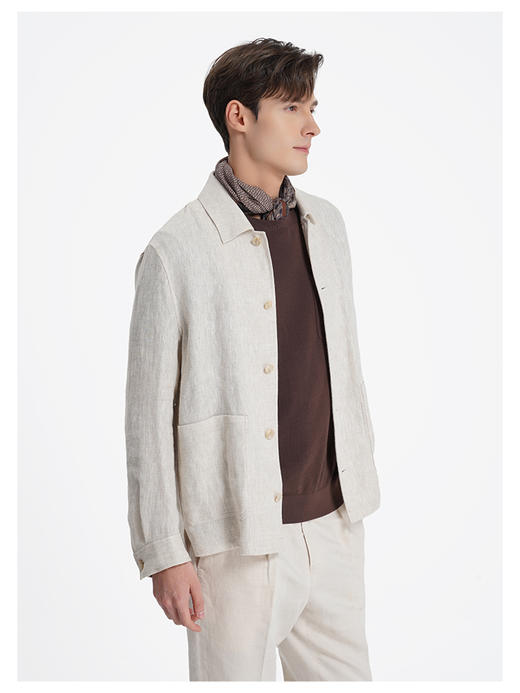 callisto进口原麻色低调老钱风翻领短外套 商品图3