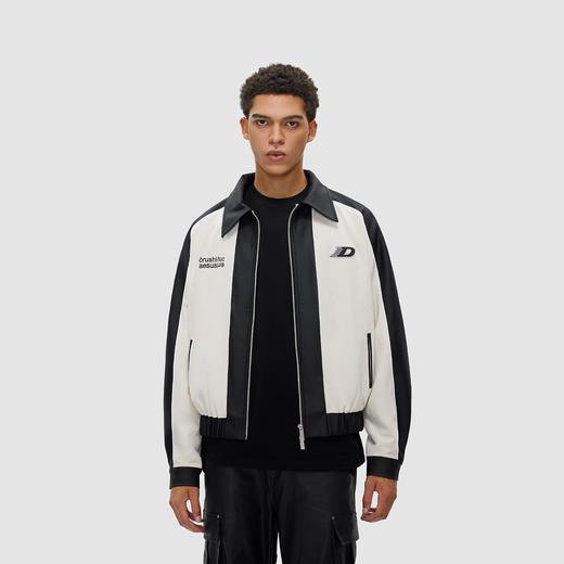 FDR 国潮美式麂皮撞色飞行夹克外套男女春秋季高街情侣上衣棒球服 商品图2