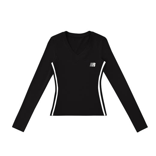 FDR官方店 R字V领织带辣妹运动长袖t恤女春季美式修身显瘦上衣女 商品图4