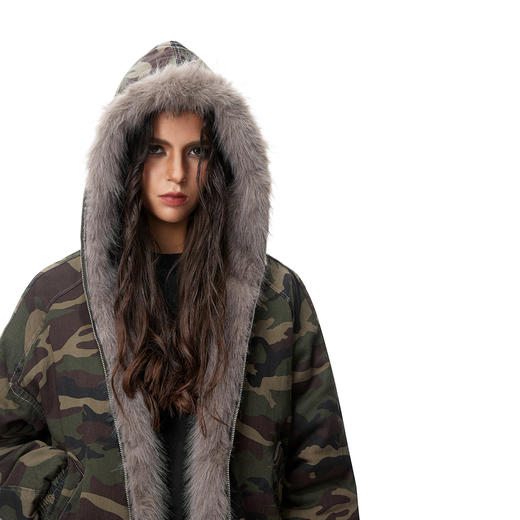 FDR官方店 毛领夹棉迷彩座山雕外套男女秋冬季美式棉衣棉服夹克 商品图3