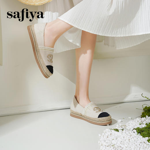 预售10天发|Safiya/索菲娅2025小香风绣花平底百搭懒人一脚蹬渔夫鞋SFD1112075 商品图1