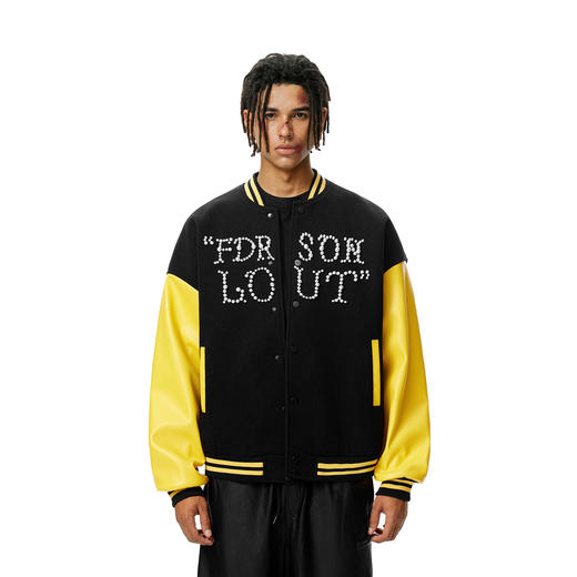 【限时7折】FDR官方店 美式珍珠夹棉棒球服外套男女秋冬季加厚情侣装宽松夹克 商品图1