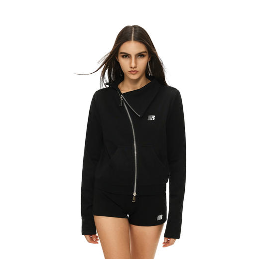 FDR官方店 R字刺绣斜拉链卫衣女春季修身设计感翻领开衫外套 商品图3