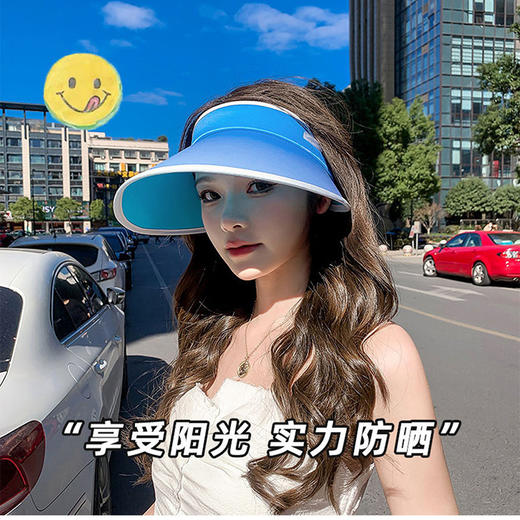 【空顶发箍渐变遮阳帽】夏季高颜值防晒帽，修饰脸型显脸小，空顶透气不闷汗，渐变可爱遮阳帽小香风uv防晒帽QQ 商品图2