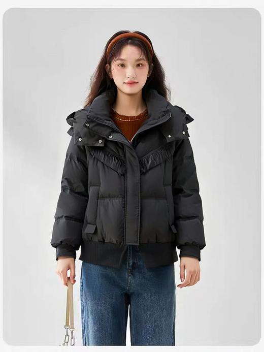 爆款羽绒服-新国标绒子含量90%短款羽毛流苏短款蓬松保暖羽绒服-喜出 商品图0