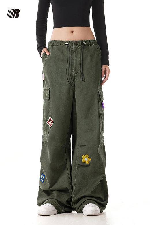 【限时7折】FDR官方店 美式菱形兰花工装裤男女情侣宽松休闲裤抽绳直筒长裤子 商品图5