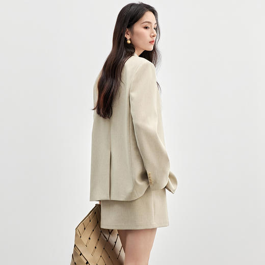 【内购】小个子廓形感垫肩西装领外套中腰A字短裙两件套装-151Z58181 商品图2