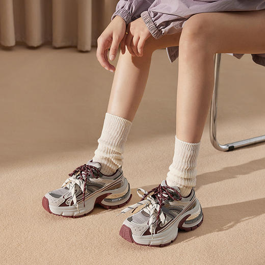 千百度厚底老爹鞋女款增高网面鞋时尚运动休闲鞋透气A25118983 商品图2