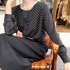 顺丰包邮洛诗琳03921法式设计感波点条纹拼接圆领真丝上衣2835 商品缩略图3