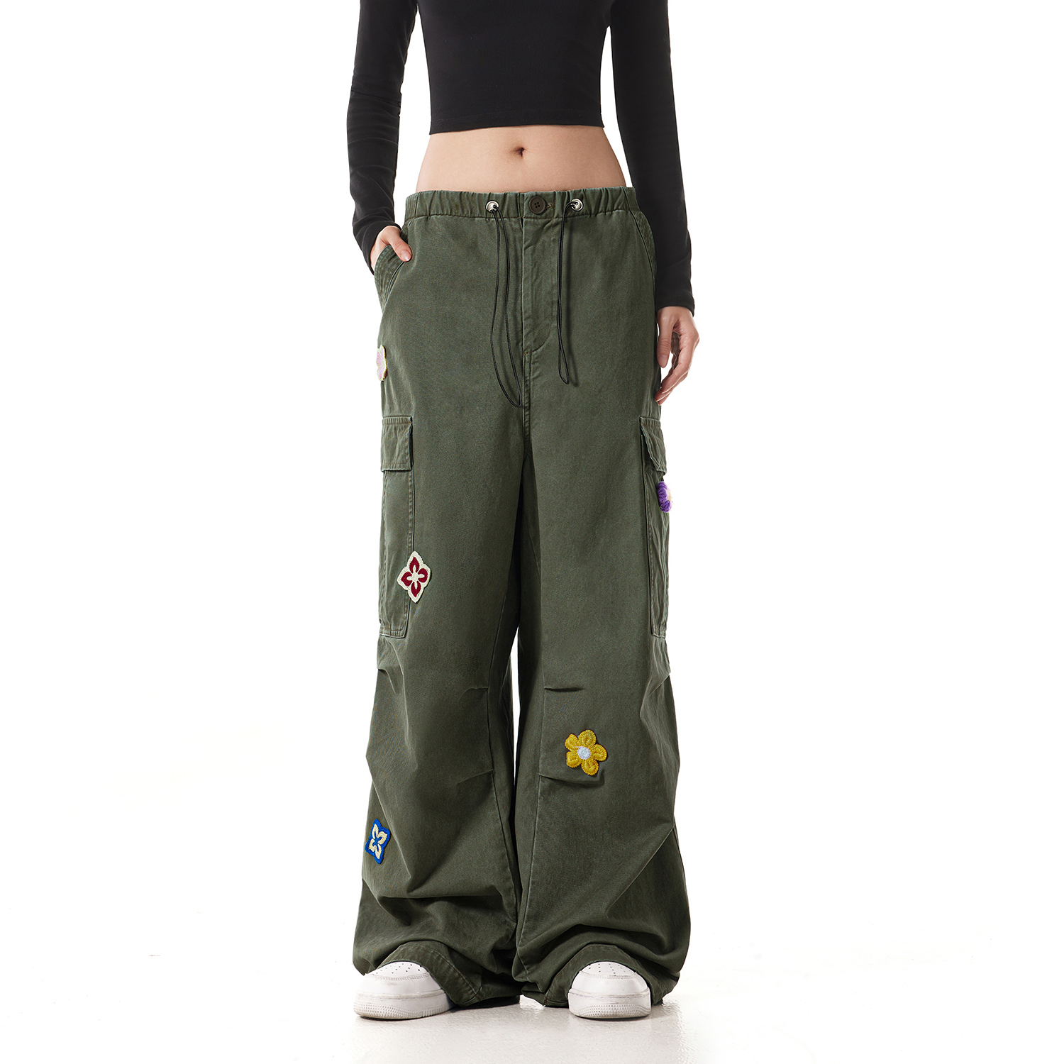 【限时7折】FDR官方店 美式菱形兰花工装裤男女情侣宽松休闲裤抽绳直筒长裤子