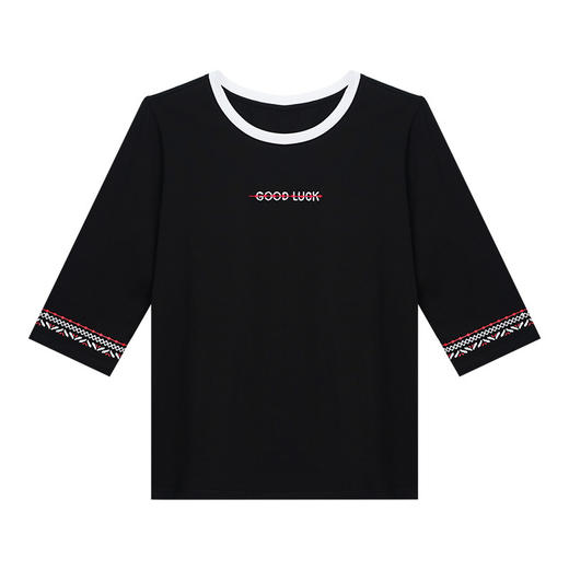 雀说纯棉紫色七分袖t恤女新款爆款宽松中袖五分袖上衣体恤AL20142 商品图4