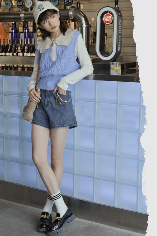 Stay2Weeks 甜美减龄撞色娃娃领针织背心上衣 15607 商品图1