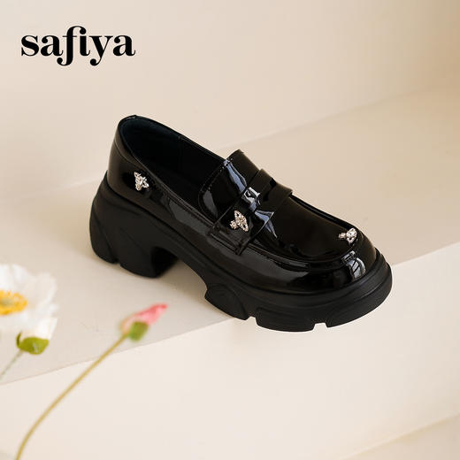 预售10天发|Safiya/索菲娅2025鬼马少女甜酷英伦风粗跟漆皮厚底增高乐福鞋SFD1112173 商品图7