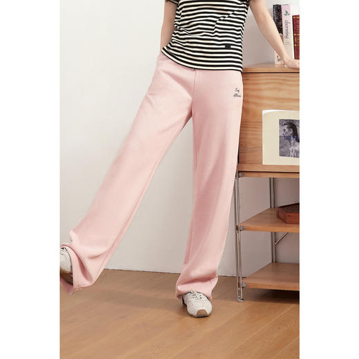 【严选】诗凡黎开春粉色圆领刺绣卫衣2025春新品韩系穿搭慵懒运动长裤外套7G1200411 商品图3