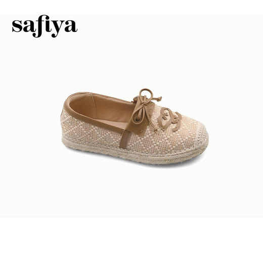 预售10天|Safiya/索菲娅2025小香风拼色懒人一脚蹬套脚编织渔夫鞋SFD1112234 商品图8