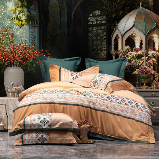 多喜爱 大美新疆西域系列全棉四件套 艾德莱斯/喀什印象/穆尼热/阿娜尔罕/榴见开福 【宽边工艺】【芬纳诺抗菌】【礼盒包装】 商品图2