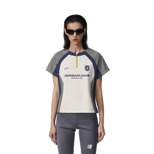 FDR官方店 辣妹拼接拉链短袖t恤女夏季短款速干料先锋户外运动T恤 商品图2