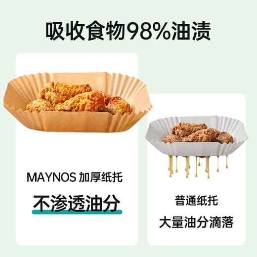 【到手240张】MAYNOS空气炸锅纸 20*16cm/张 加厚纸托 双面硅油 防粘易脱落 商品图2