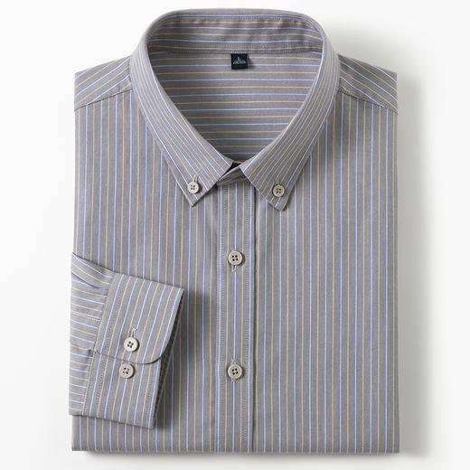 【100棉】罗蒙男士长袖衬衫简约大方时尚通勤职业衬衫百搭条纹舒适男休闲衬衣 商品图1