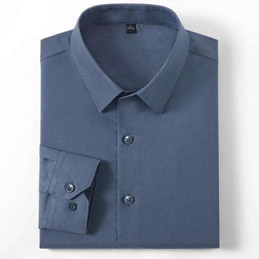 【莱赛尔弹力面料】罗蒙春秋男士经典翻领纯色长袖衬衫舒适百搭通勤上班职业男衬衣 商品图4