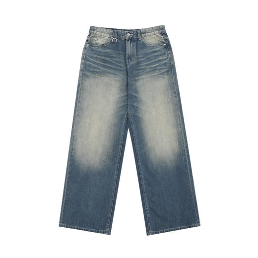 FDR官方店 水洗复古蓝色牛仔裤女夏季新款美式运动宽松直筒长裤子 商品图3