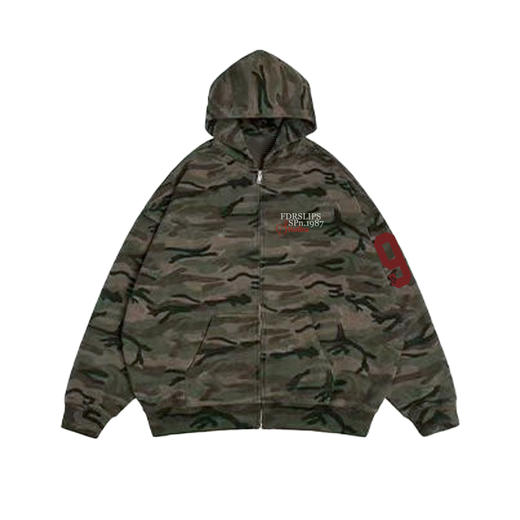 FDR官方店 后背09迷彩开衫连帽卫衣外套男女春季情侣装拉链上衣 商品图4