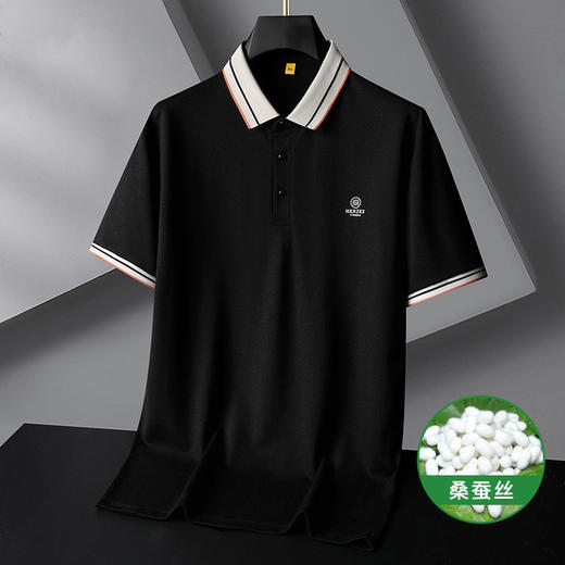 【桑蚕丝】【DG】大依优型大码短袖polo衫高端休闲桑蚕丝夏季轻奢男装加大码T恤胖子 商品图4
