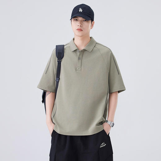 polo衫短袖男生夏季新款潮牌宽松翻领休闲宽松纯色上衣服    AY-D3611【AY-3611】 商品图0