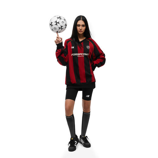 FDR官方店 徽章V领条纹美式卫衣男女秋季重磅情侣装运动上衣球衣 商品图0