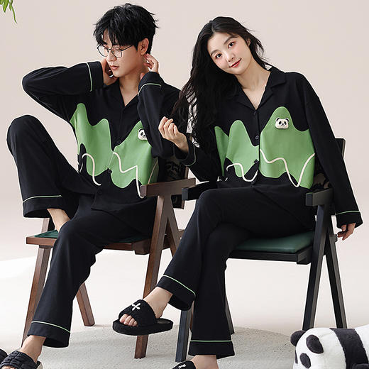 雀说长袖长裤纯棉情侣睡衣春季套装秋天休闲大码可外穿透气家居服AL 商品图7