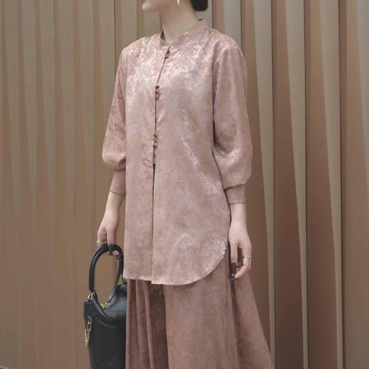 顺丰包邮洛诗琳99522新中式复古提花国风衬衫半裙两件套104 商品图3