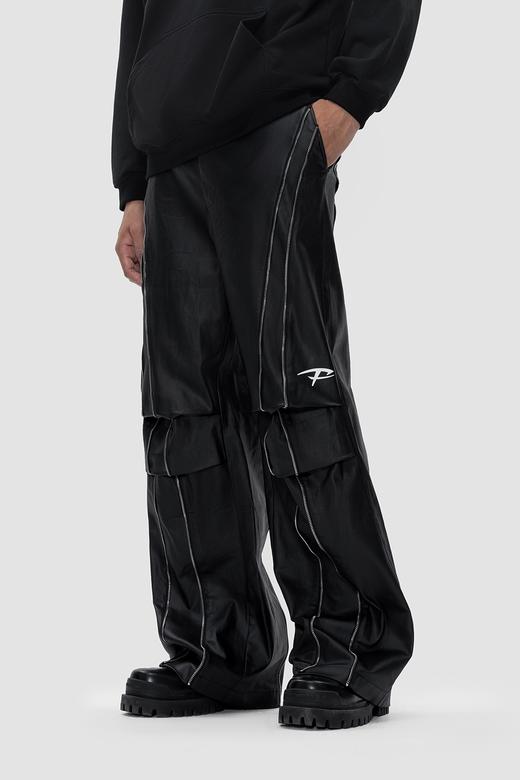 FDR 国潮美式拉链印花伞兵休闲裤男女高街情侣直筒裤宽松运动皮裤 商品图4