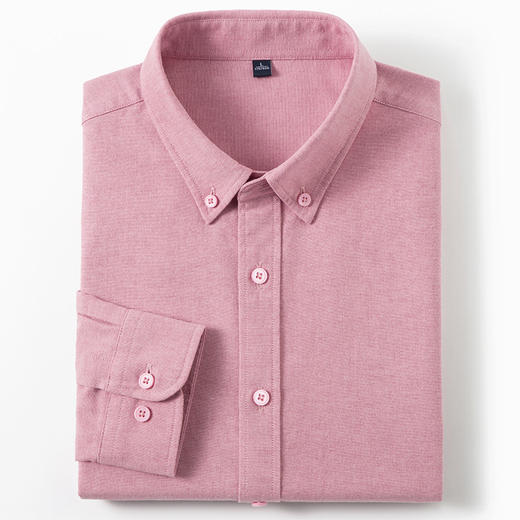 【牛津纺】罗蒙男士春秋款长袖衬衫百搭舒适纯色休闲上班通勤经典翻领男衬衫 商品图6