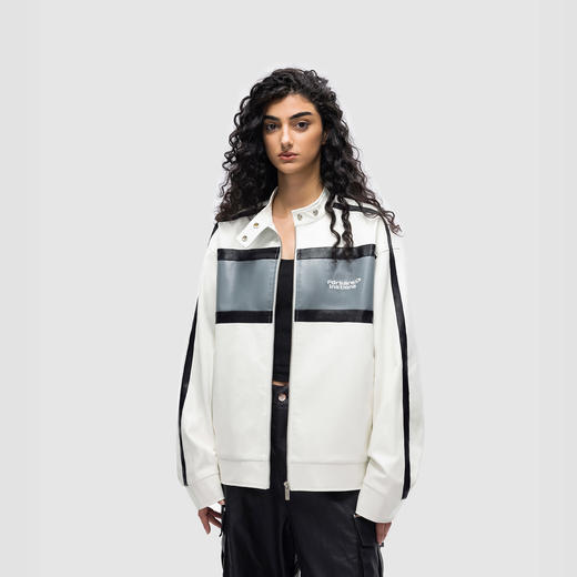 FDR官方店 国潮新款拼接撞色皮夹克女秋季美式潮牌外套宽松上衣 商品图1