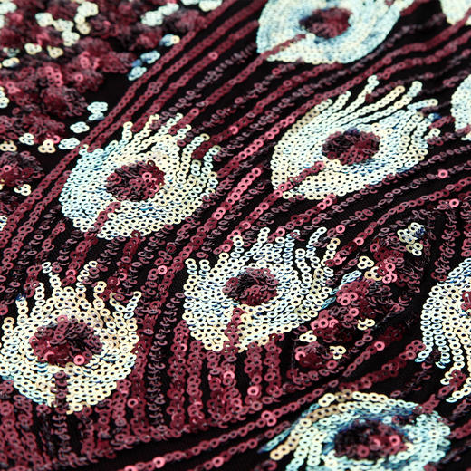 PE8B4春季凤尾花珠片绣高级感礼服款收腰显瘦气质连衣裙 商品图5