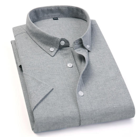 【牛津纺】罗蒙男士夏季短袖衬衫舒适百搭经典纯色简约休闲通勤上班男衬衫 商品图4