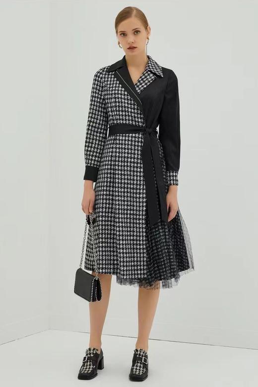 莱芙.艾迪儿 法式优雅时髦千鸟格西装外套连衣裙 15588 商品图0