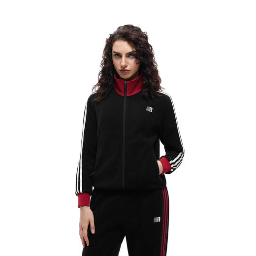 FDR官方店 坑条立领子拉链卫衣女秋季织带撞色开衫外套 商品图3