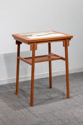 红桥红  家具严选  缅甸花梨（大果紫檀）【木面/云石面  54 刀牙双层小酒桌】