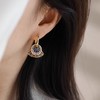 「典雅复古！小众设计」新潮圆扇形设计彩绘耳扣个性小众国潮新中式撞色耳环时尚饰品 商品缩略图1