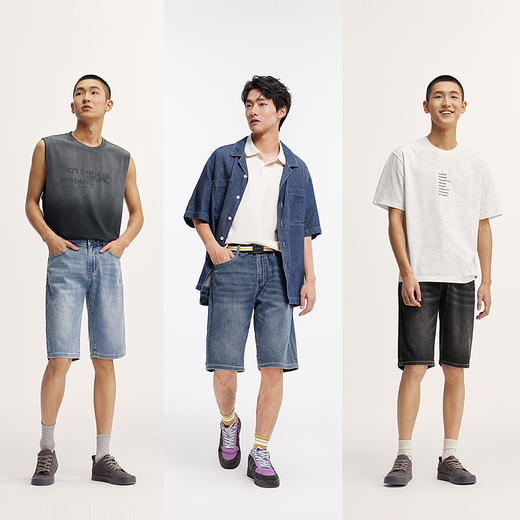 森柔牛仔|森马牛仔裤男中裤六分裤夏季经典简约百搭直筒裤子青年 商品图2